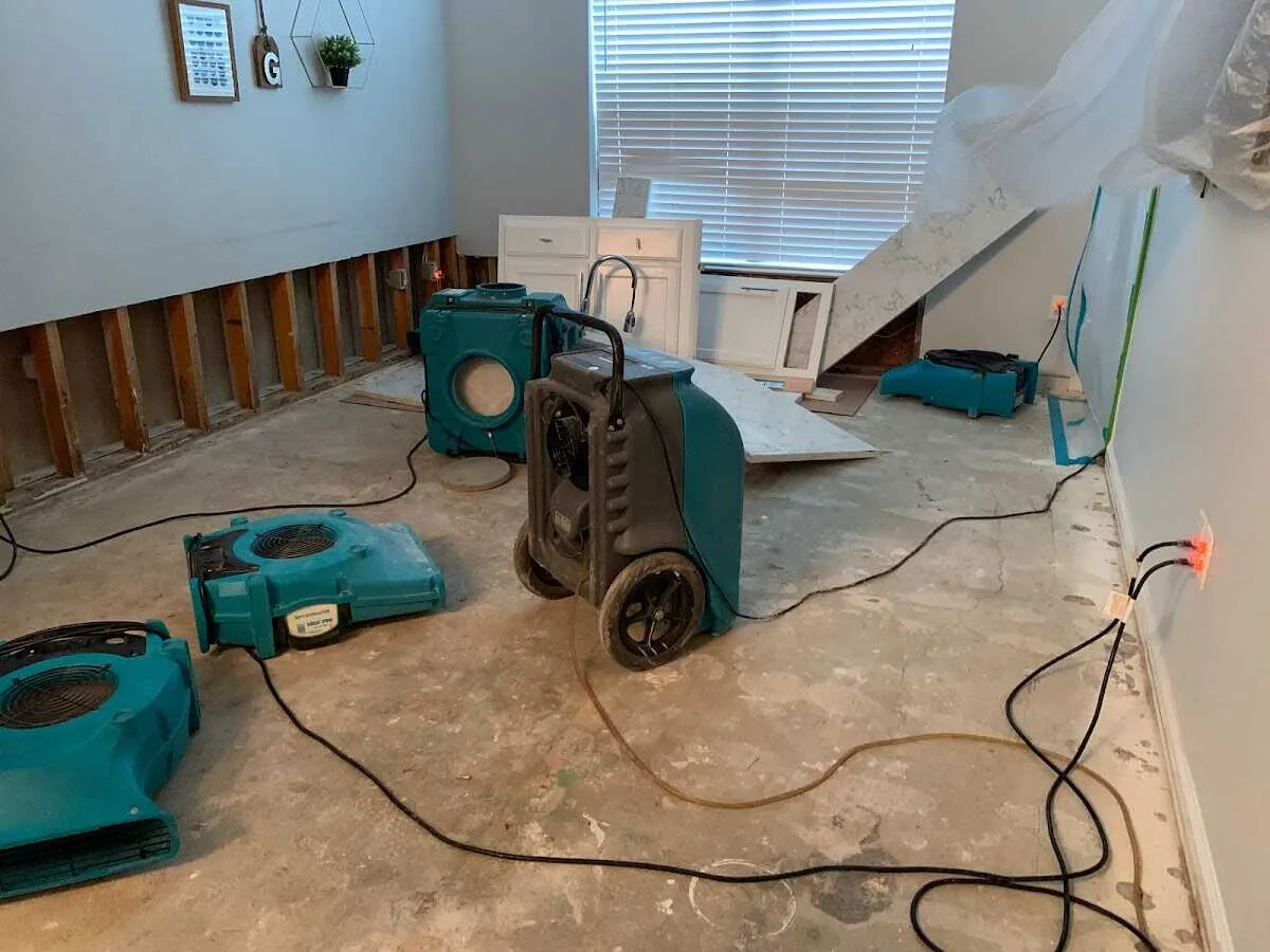 Dehumidifier in flood-cut room for Water Damage Restoration in Hickory Hills